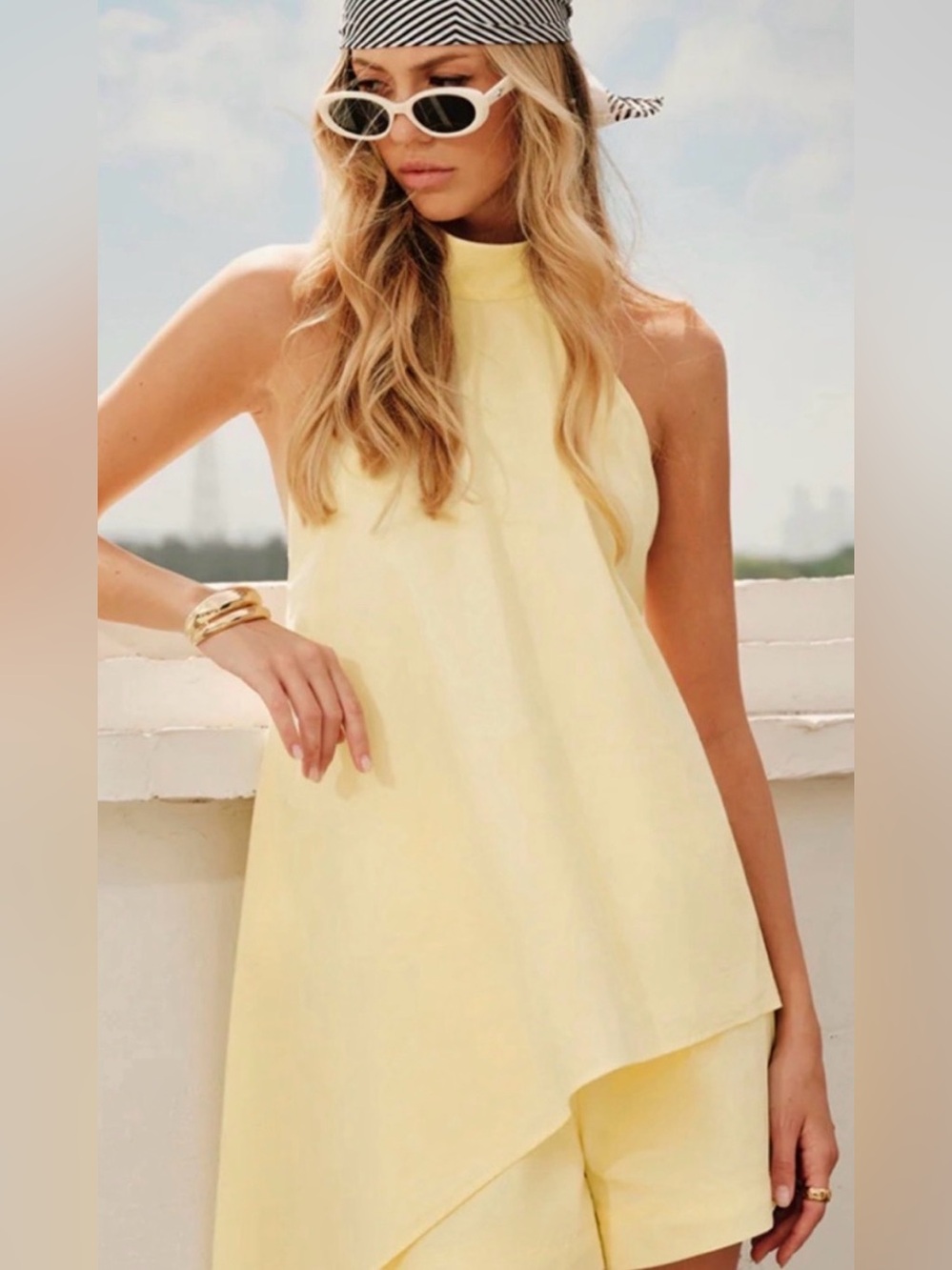 NWT Commense Sleeveless High-Neck Asymmetrical Shift Top and Shorts Set